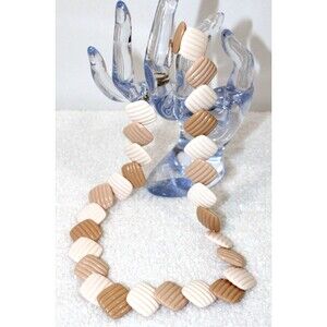 Avon 1985 Summer Sands Necklace Tan Brown Square Beads Vintage